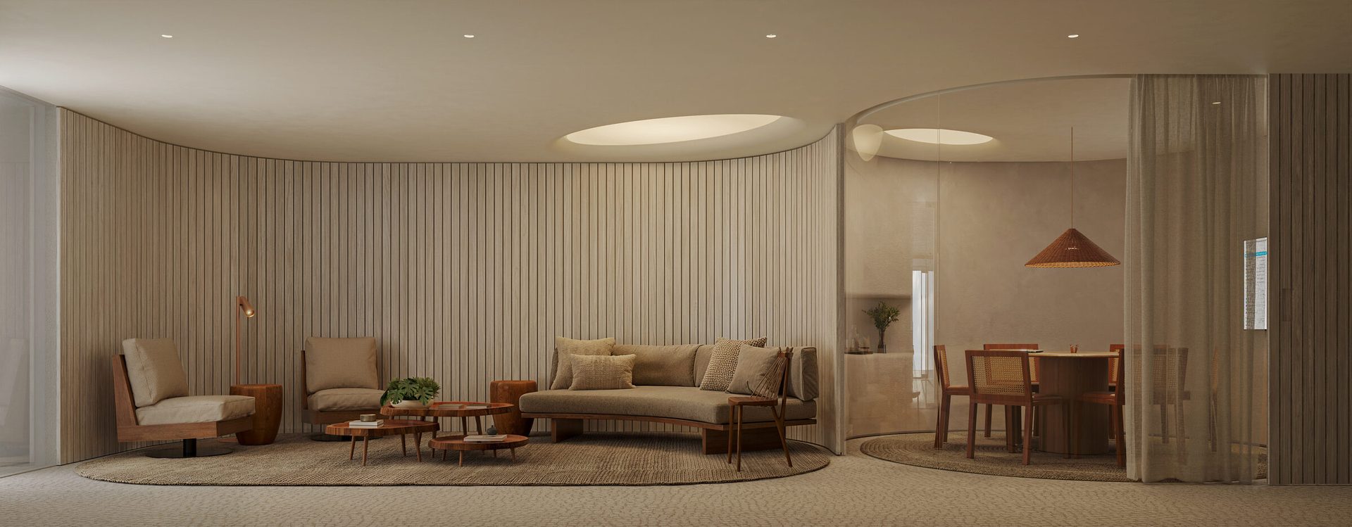 Lobby da residência de alto padrão em Ipanema, assinado por Bernardes Arquitetura
