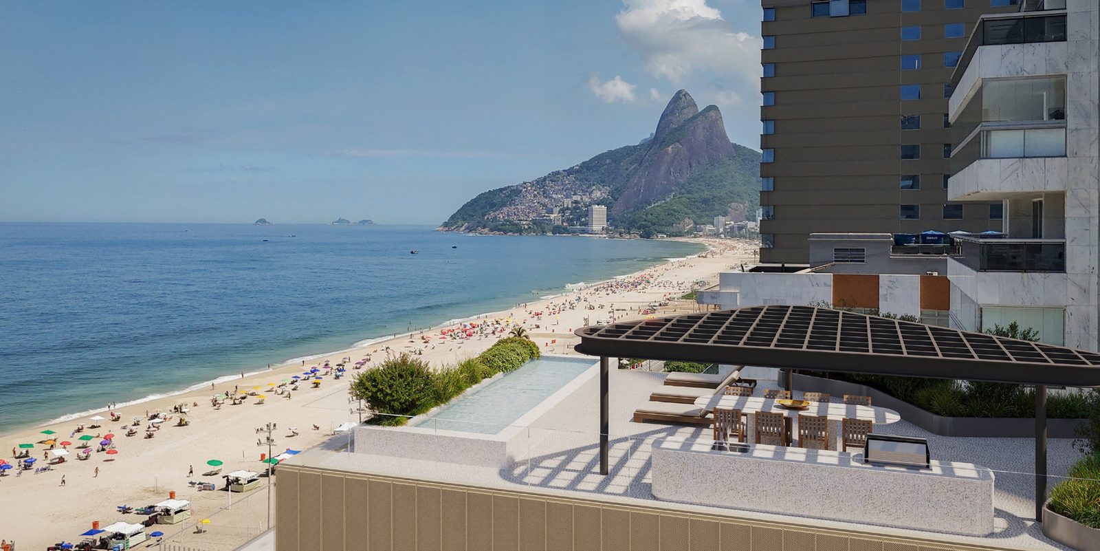 Cobertura com terraço, piscina e vista mar Vieira Souto em Ipanema
